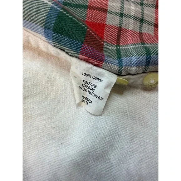 J.Crew Flannel Long Sleeve Button Down Men's L White‎ Red Green Preppy Classic - Picture 5 of 7